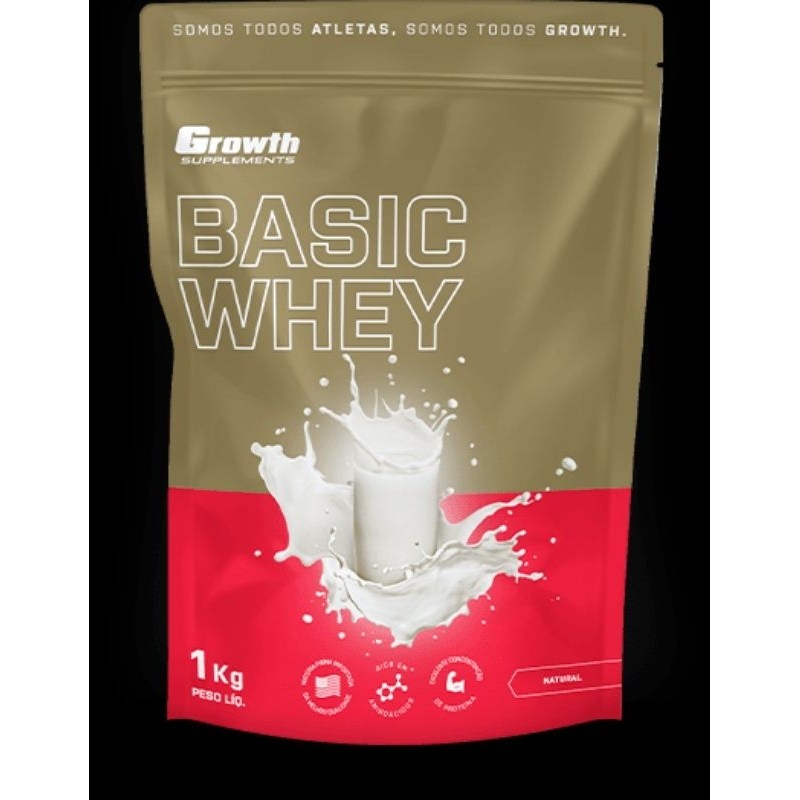 Foto de referência: Growth Basic Whey Pro morango 1 kg.